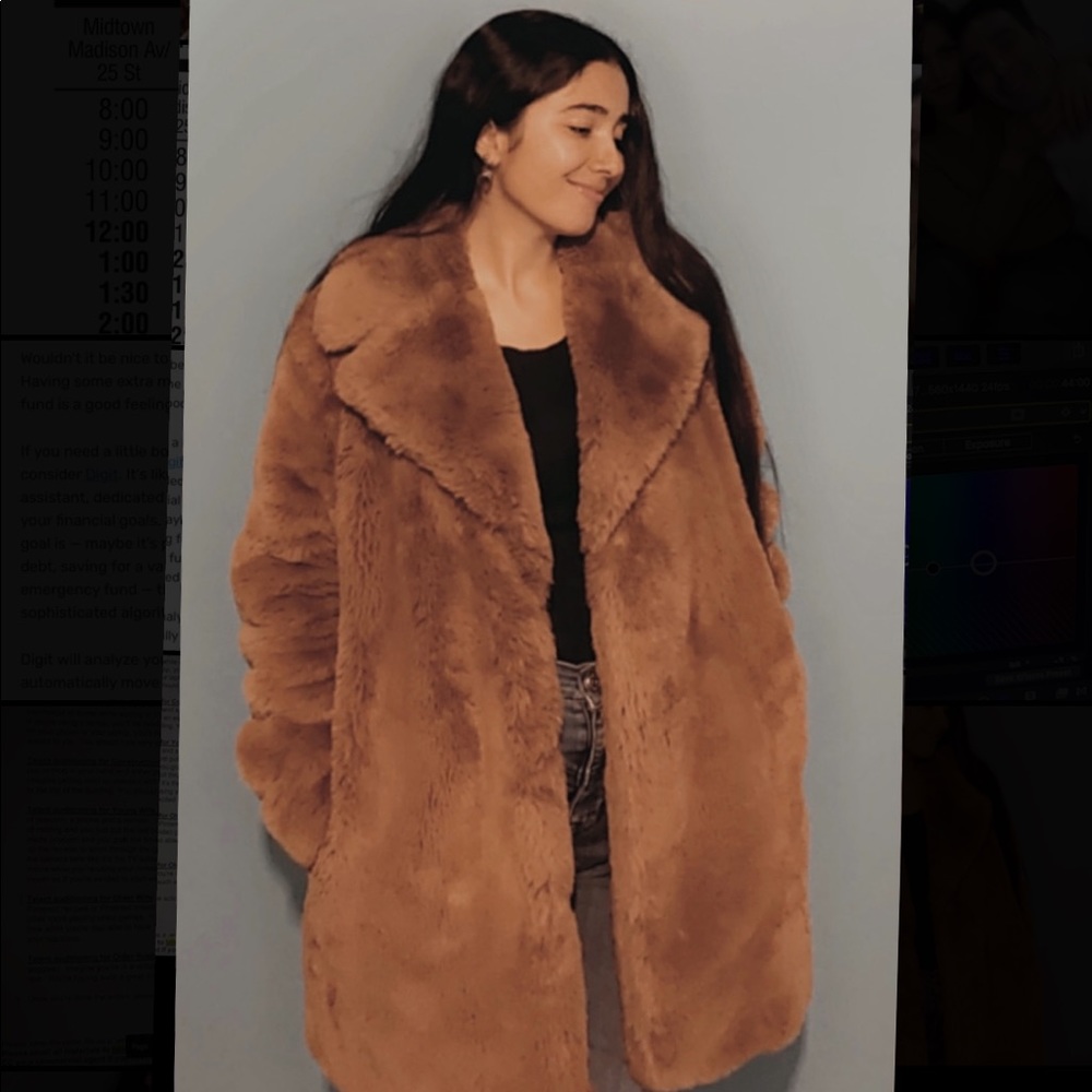 Zara Faux Fur Coat Brown - Picture 5 of 5